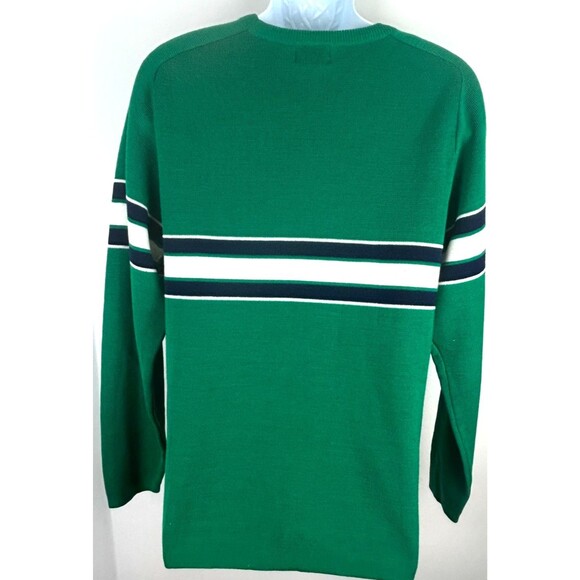Vintage Christopher Rand Green with White Blue Chest Stripe Pullover Sweater M - Picture 11 of 12